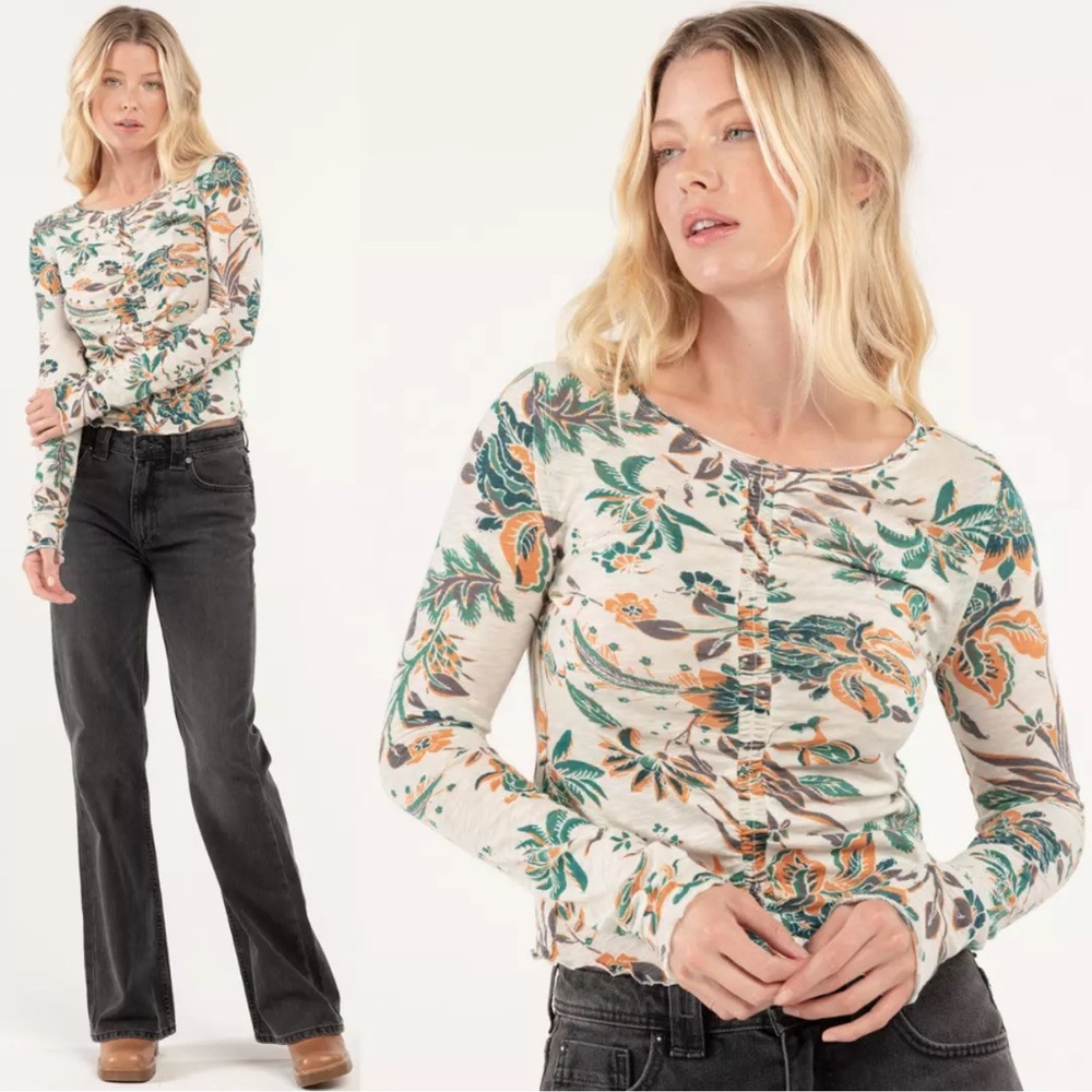 Free People Floral Long Sleeve Top - Multicolor